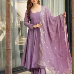 Women Embroidered Anarkali Kurta Suit Set-image-61
