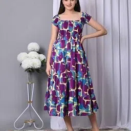 zwerlon x ag Women Printed Square-Neck Tiered Dress-picture-12