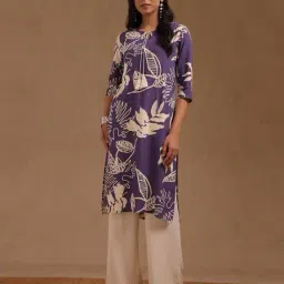soch Women Leaf Print Straight Kurta image 1
