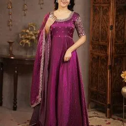 svaraa Women Embroidered Anarkali Kurta with Dupatta-picture-21