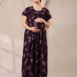 nightspree Women Floral Print Nightie with Short Sleeves-picture-53