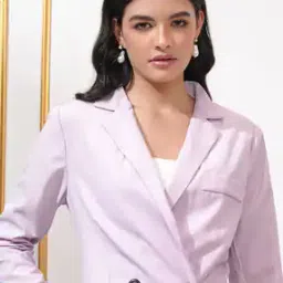 tokyo talkies Women Double-Breasted Blazer with Notched Lapel-picture-10