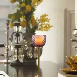 pure home and living Purple Diamond Texture Candle Holder with Stand -picture-36