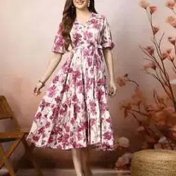 lookshine Women Floral Print Fit & Flared Dress-picture-24