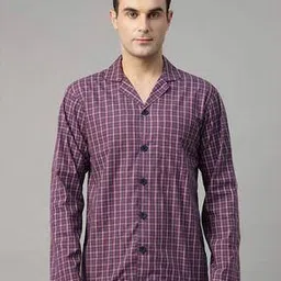 Men Cotton Check Lounge Sets-image-48