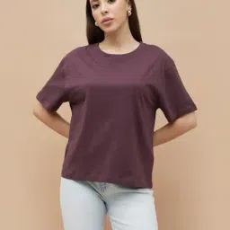 fame forever by lifestyle Women Regular Fit Round-Neck T-Shirt image 1