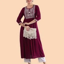 picknpick Women Embroidery Flared Kurta-picture-46