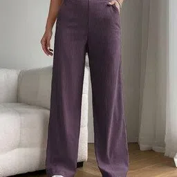 Women Striped Relaxed Fit Flat-Front Pants-image-46