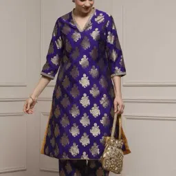 biba Women Embroidered Straight Kurta Set  image 1