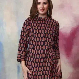 tissu Women Straight Mandarin-Neck Kurti image 1