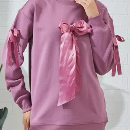 Shein Drop Shoulder Bow Detail Crew Sweatshirt image 1