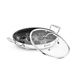 bergner  Stainless Steel 11 Pits Round Paniyarakkal with Glass Lid  -picture-49