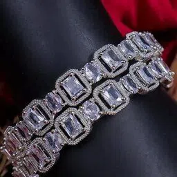 the pari Pack of 2 Women Silver-Plated Stone-Studded Bangles-picture-42