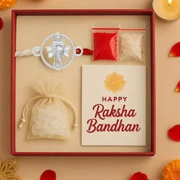 gold hartz Men Sterling Silver Ganesh Rakhi image 1