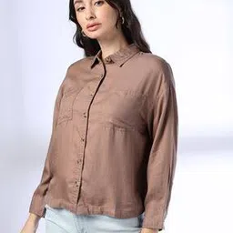 dnmx Women Oversized Shirt with Patch Pockets-picture-31