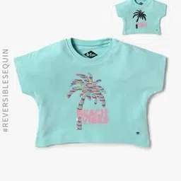 lee cooper Girls Embellished Regular Fit Round-Neck T-Shirt-picture-10