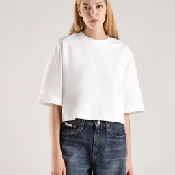 calvin klein jeans Women Regular Fit Heavy-Jersey Crew-Neck T-Shirt image 1