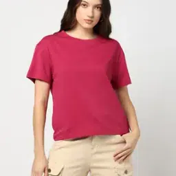 Women Regular Fit Crew-Neck Cotton T-Shirt-image-73