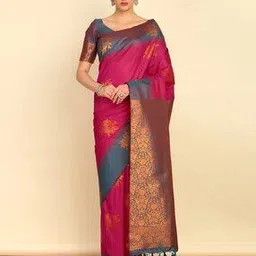 soch Women Woven Saree with Contrast Border-picture-22