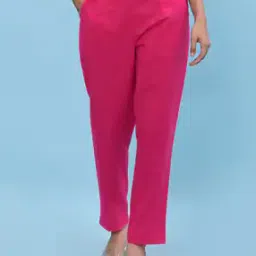Women Relaxed Fit Flat-Front Pants-image-84