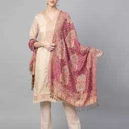 weavers villa Floral Print Stole with Tassels-picture-26