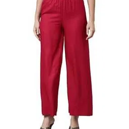 go colors Solid Mid-Rise Knit Palazzo-picture-34