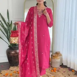 Women Embroidered A-Line Kurta Set-image-39