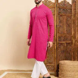 swagg india Men Embroidered Regular Fit Long Kurta image 1