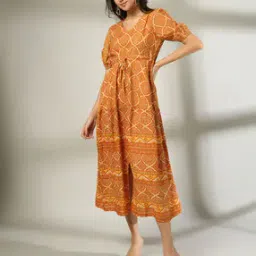 fusion Women Printed V-Neck Tiered Dress-picture-30