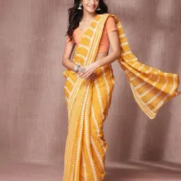fabindia Women Striped Cotton Saree image 1
