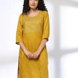 avaasa mix n' match Women Embroidered Round-Neck Straight Kurta-picture-10