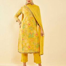 soch Women Floral Print Flared Kurta with Pants & Dupatta-picture-27