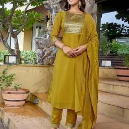 royal export x ag Women Embroidered Straight Kurta with Pants & Dupatta-picture-30