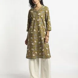 svrnaa by azorte Jaal Print Straight Kurta with Insert Pocket-picture-21