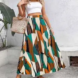 zwerlon x ag Women Printed Pleated A-Line Skirt-picture-41