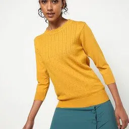 fig Knit Pullover with Ribbed Hems-picture-20