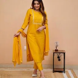 nyrika Women Embroidery Straight Kurta Set-picture-12