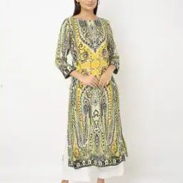 biba Indian Print Straight Kurta with Mask-picture-11