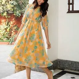 janasya Women Floral Print Fit & Flare Dress-picture-43