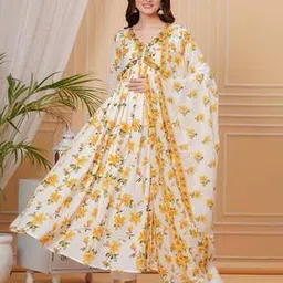 mizaz Women Floral Print Flared Kurta Suit Set-picture-10