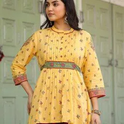 Women Block Print A-Line Tunic-image-3