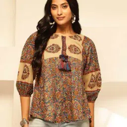 svaraa Women Floral Flared Tunic image 1