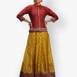 scakhi Printed Anarkali Dress with Printed Jacket-picture-29