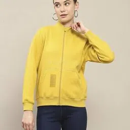 Women Relaxed Fit Zip-Front Sweatshirt-image-5