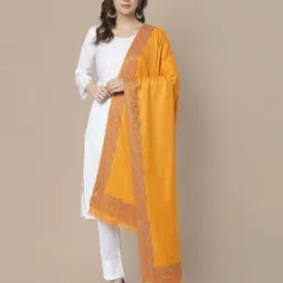 Pashmina Wool Self-Design Woven Kashmiri Shawl with Tassels-image-29