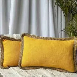 export house Set of 2 Embroidered Cushion Covers 20" x 20" -picture-31