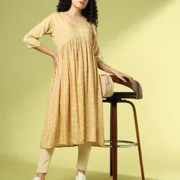 acai Women Printed A-Line Kurta image 1