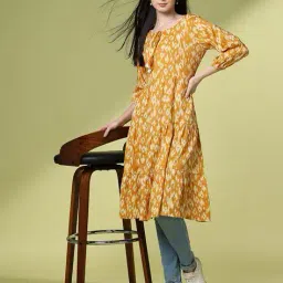 acai Women Ikat Print A-Line Kurta image 1