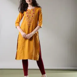 nyrika Women Embroidered Straight Kurta image 1