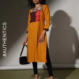 indie picks Women Hand Embroidered Straight Cut Cotton Kurta-picture-30